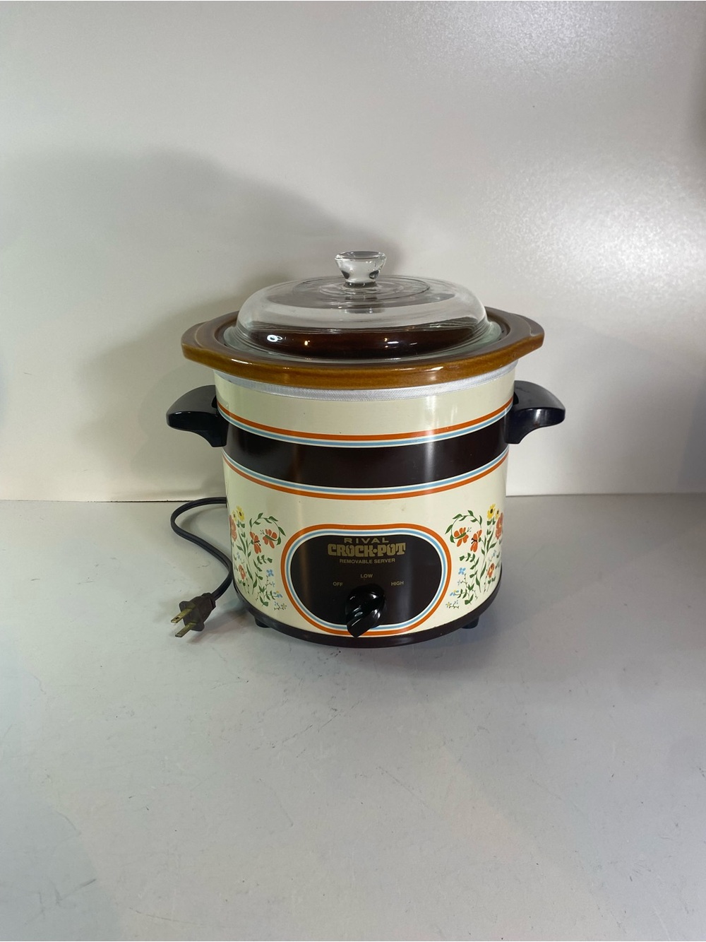 Vintage Rival Crockpot Model 3150 Country Floral Rustic Flowers